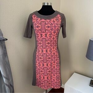 Title Nine Brown Orange Floral Zip Pockets Midi Dress Size XS